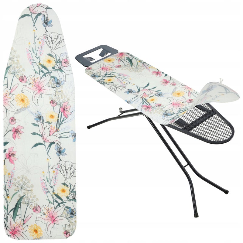 POKROWIEC NA DESKĘ DO PRASOWANIA NACIĄGANY 127x46 cm ODPORNY JASNE KWIATY