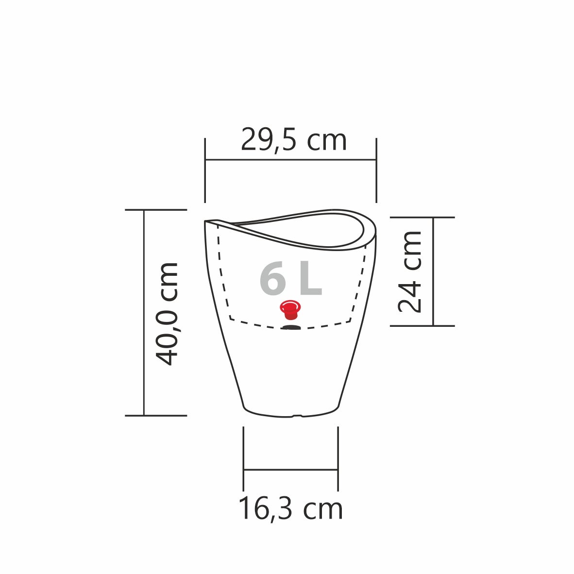 Scheurich Wave Globe High 40, vase/pot à fleurs/jardinière, cylindrique, coloris: Stony Grey, fabriqué avec du plastique recyclé, pour l’extérieur - 2
