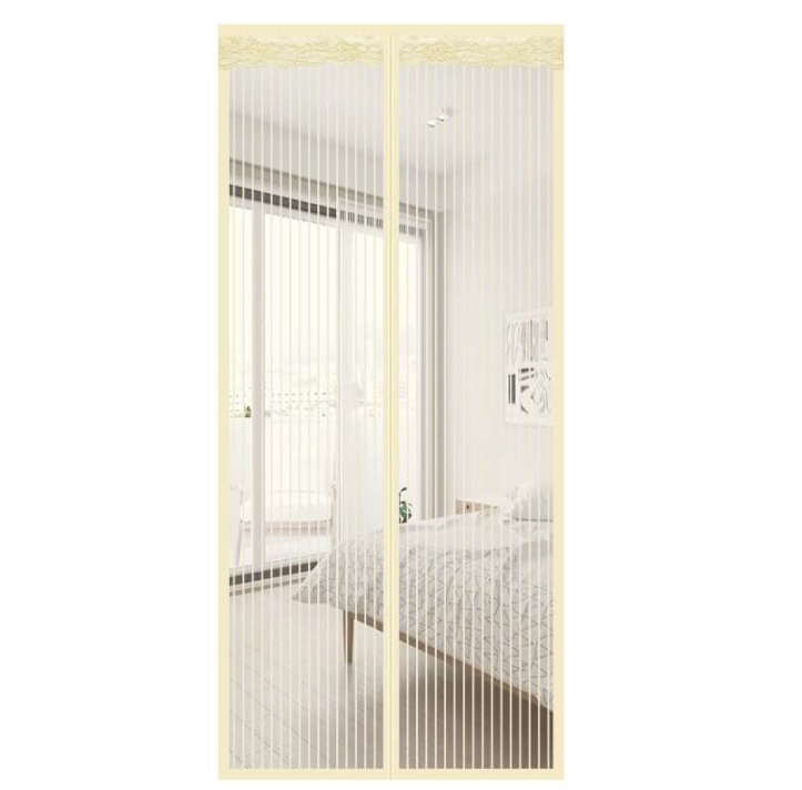 Zasłona magnetyczna przeciw komarom z magnetycznym zamknięciem, nie wymaga wiercenia, odpowiednia do drzwi balkonowych (beżowa, 90 x 200 cm)