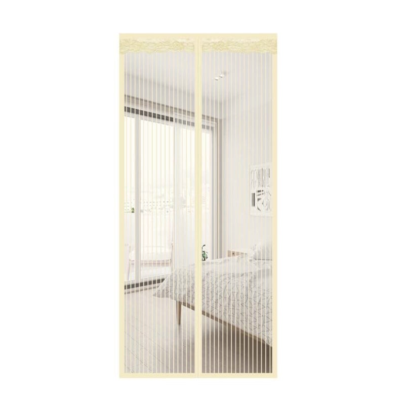 Zasłona magnetyczna przeciw komarom z magnetycznym zamknięciem, nie wymaga wiercenia, odpowiednia do drzwi balkonowych (beżowa, 90 x 200 cm)