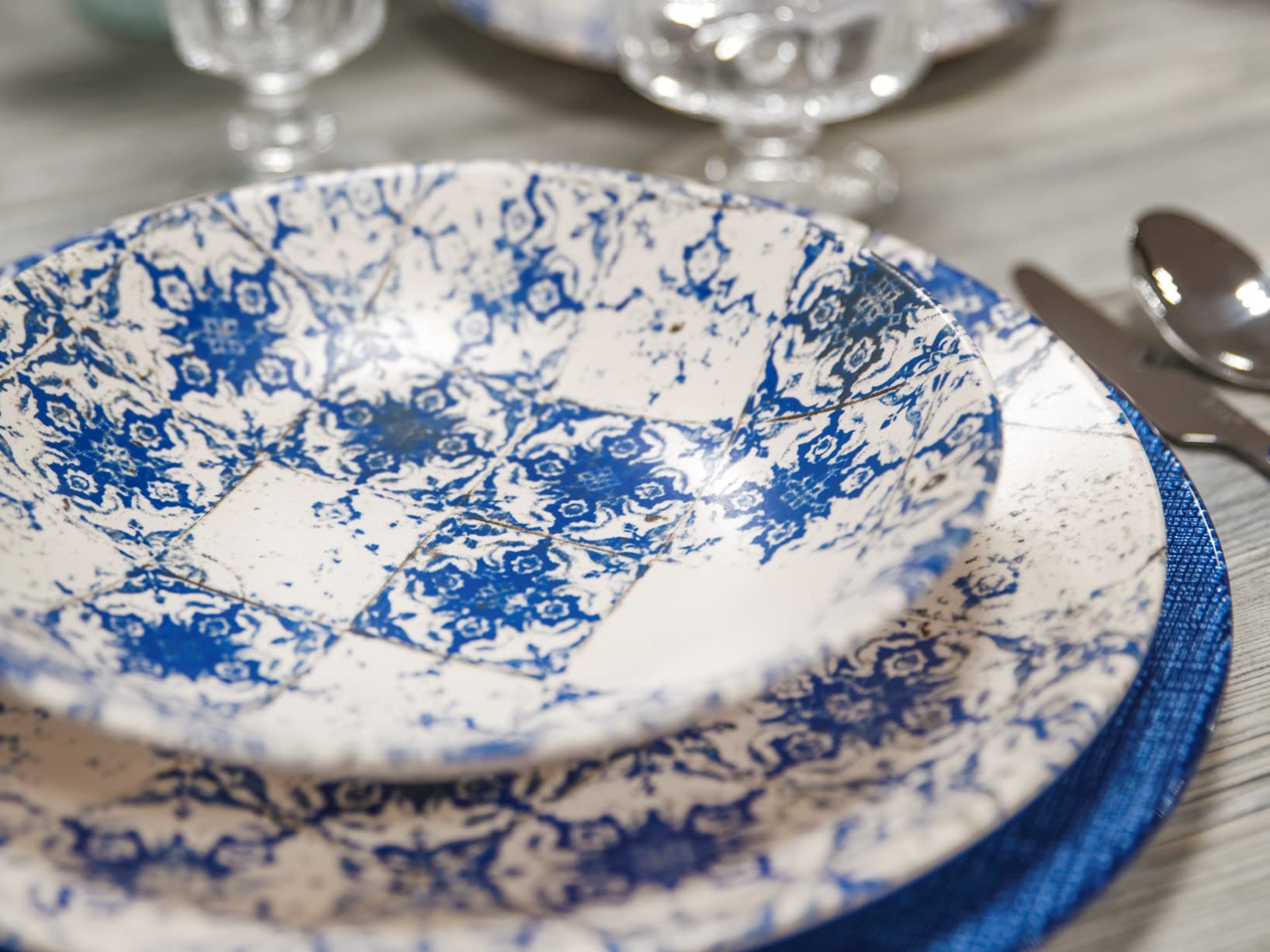 Set De 12 Assiettes à Dessert H&H Caribe En Grès - 20 Cm, Couleurs Assorties - Lavable Au Lave-vaisselle
