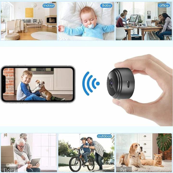 Mini caméra de surveillance sans fil HD 4K, détection de mouvement, vision nocturne, kit complet, noire - 5