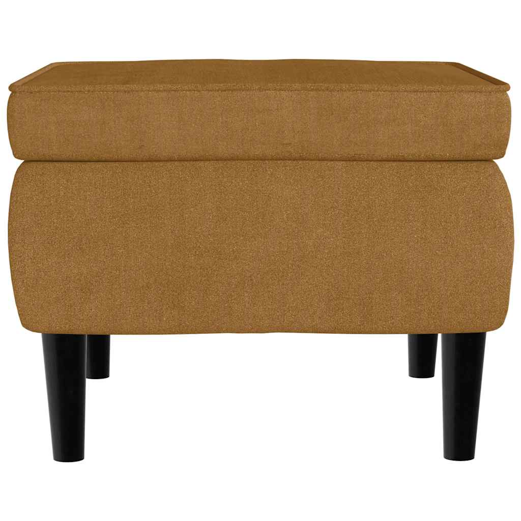 Fauteuil à oreilles avec tabouret marron en velours - 9