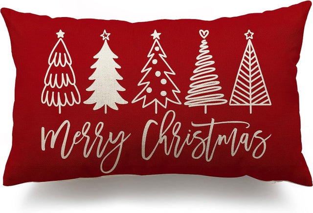 Federe Cuscini Natale 45x45 Cm - 4 Pezzi In Lino Cotone, Decorazioni Festive Per Divano E Casa