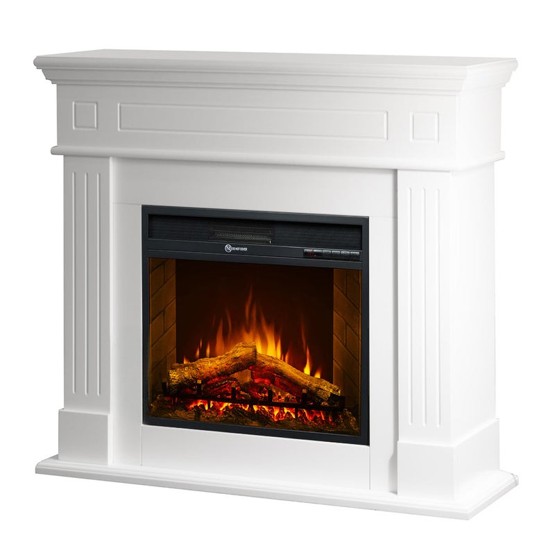 Kominek elektryczny CAMBRIDGE, kominek stojący, drewno białe, 110x25x95h