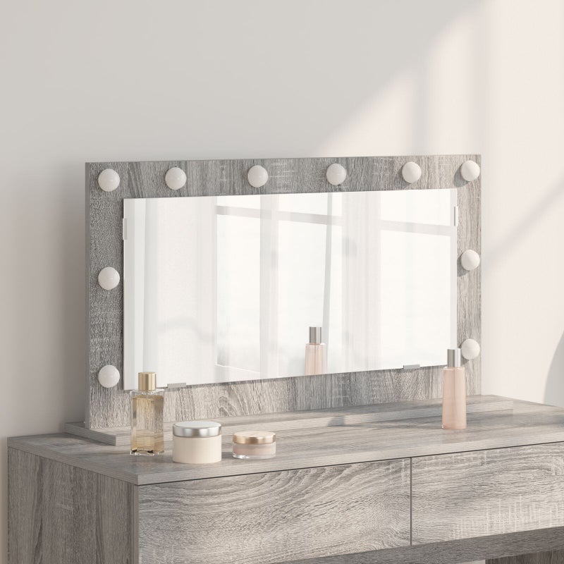 Zdjęcia - Lustro ścienne VidaXL Lustro toaletowe Ze LED Lights Szary Sonoma 80 x 45 x 18 cm
