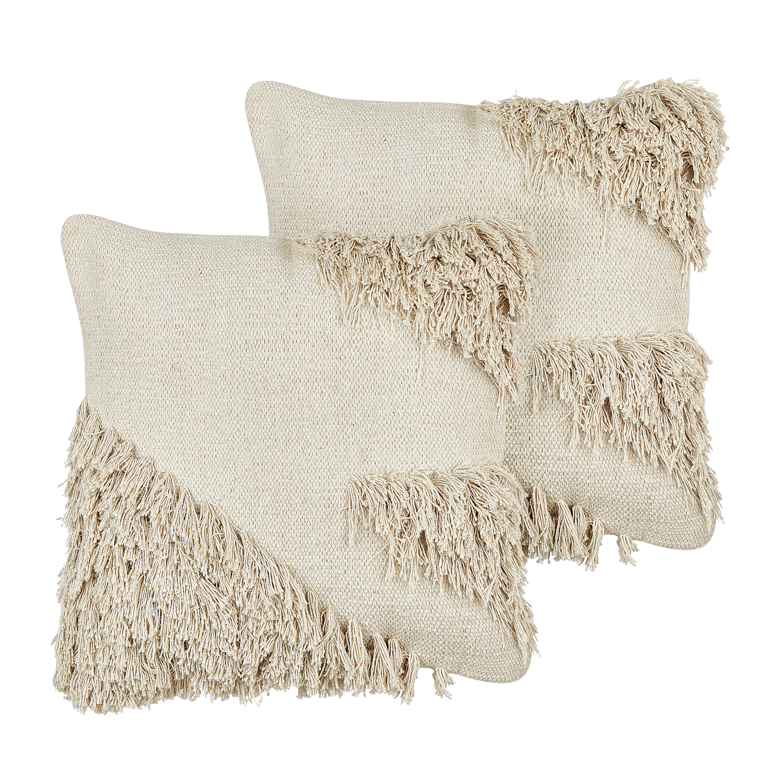 Beliani conjunto de 2 cojines sourwood algodón 45 x 45 cm liso beige