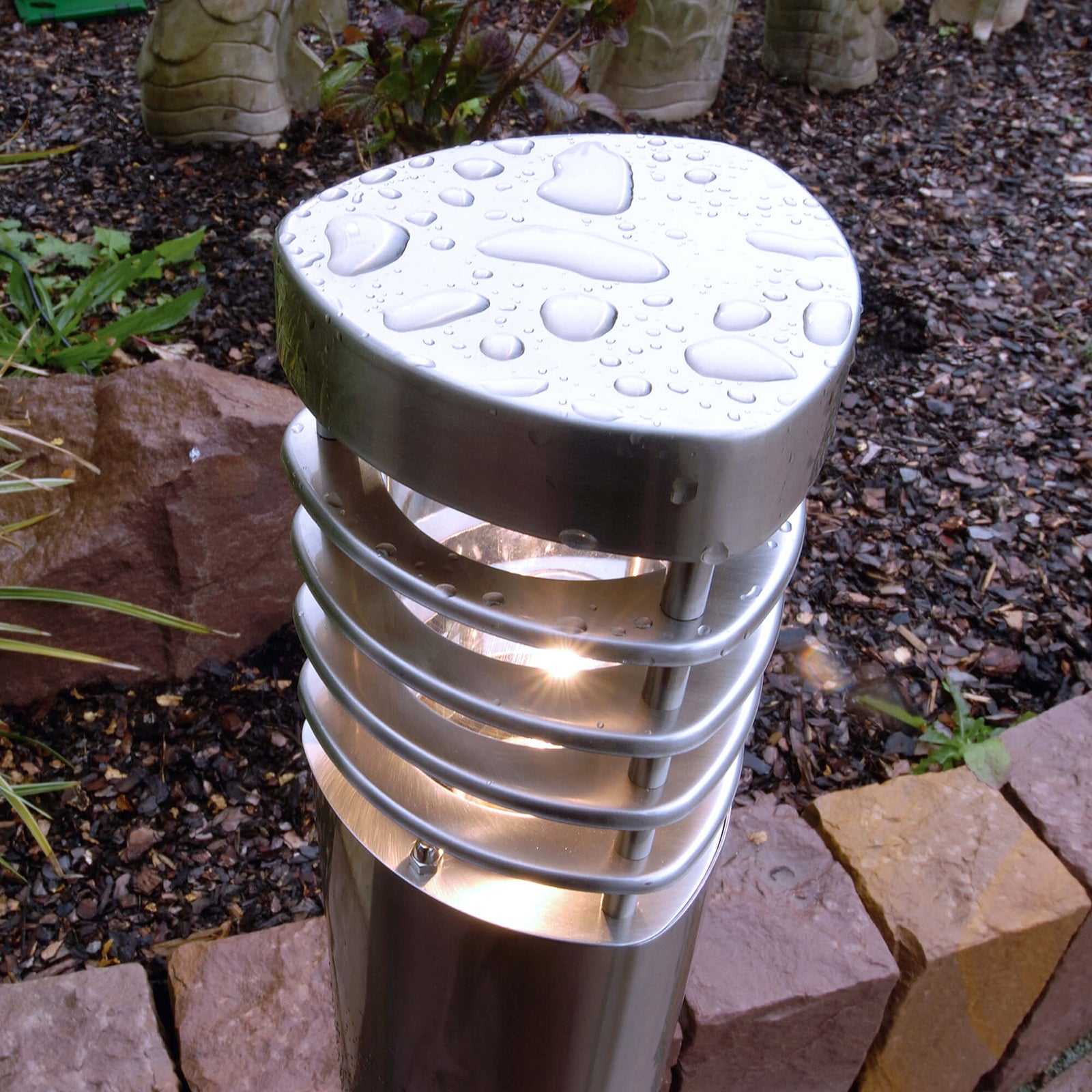 ESTADA lampadaire à LEDs poteau inox étanche douille E27 100cm éclairage jardin cour avenue 230V - 3