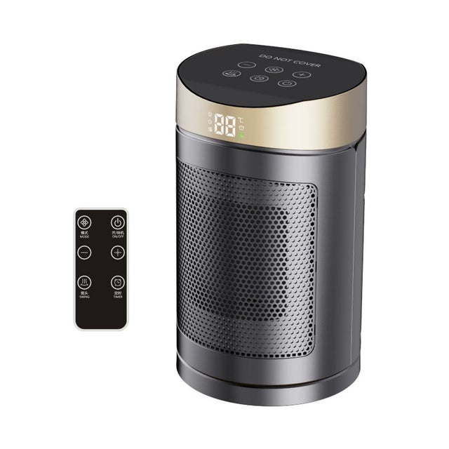 Chauffage soufflant électrique avec thermostat et minuterie, norme européenne, fil chauffant en céramique PTC 1500W (or)