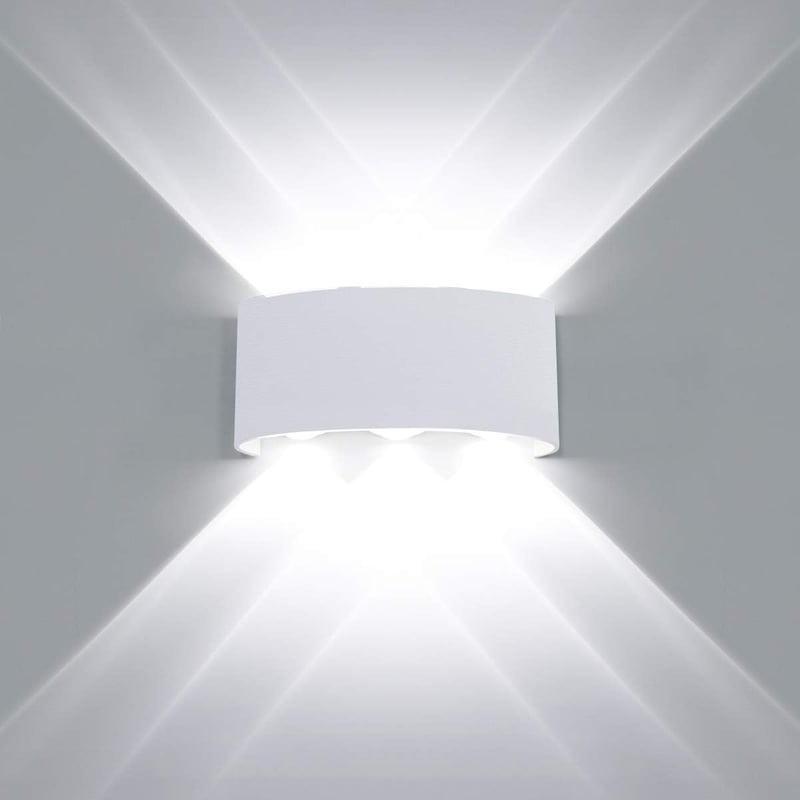 Nowoczesna lampa ścienna LED, oświetlenie góra-dół, wodoodporna, aluminiowa, do użytku wewnątrz i na zewnątrz, 6W, zimna biel