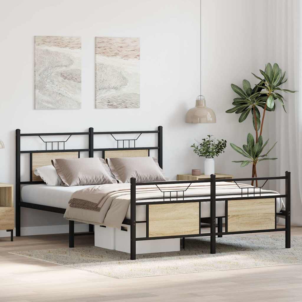 Cama de casal | Cama de adulto | Estrutura cama s/ colchão derivados de madeira carvalho sonoma CFW647552 - 5