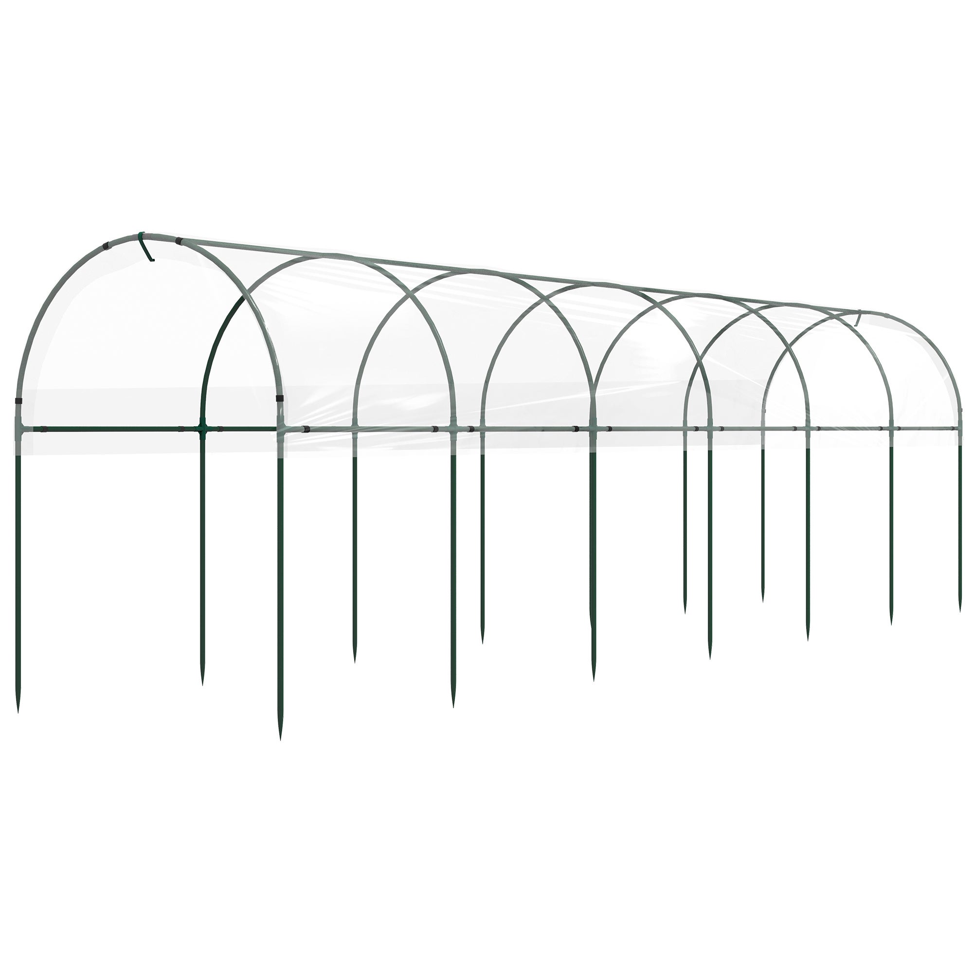 Serre de jardin serre à tomates 7 arceaux en acier bâche en plastique 6 x 1,23 x 1,71 m vert - 2