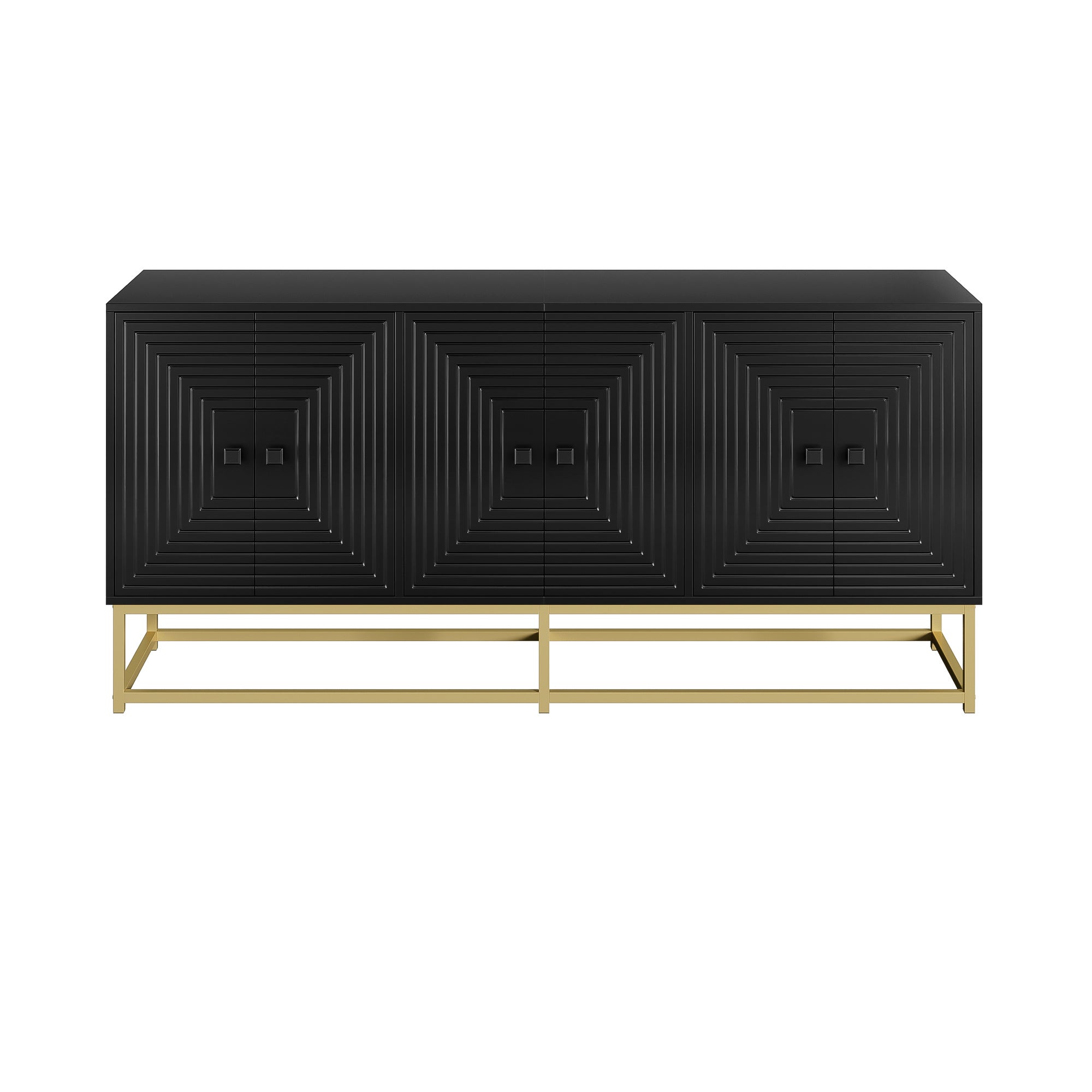 Buffet moderne avec 6 portes - 160 x 38 x 75.5 cm - pour salon, salle à manger - Panneau de particules - Blanc - 9