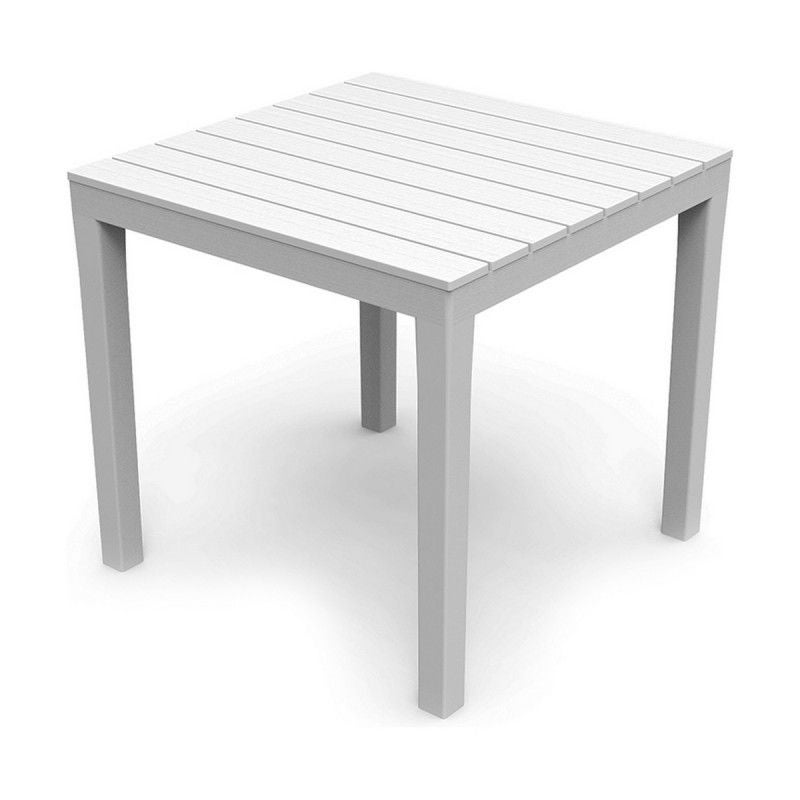 Table à manger de jardin carré en Résine Blanc 4 places - 2