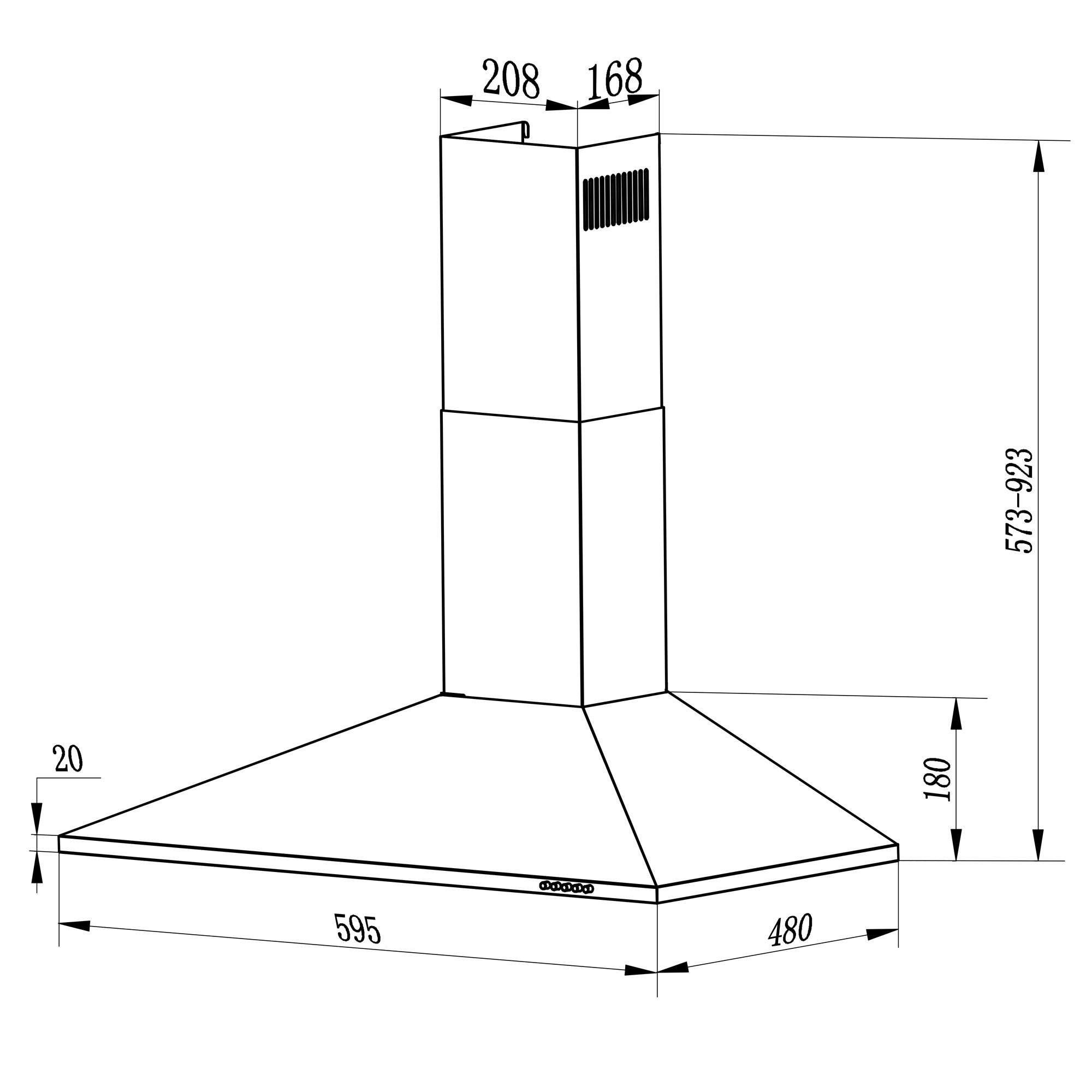 Okap kuchenny 60cm kominowy +rura +komin BT-214 Berdsen - 8