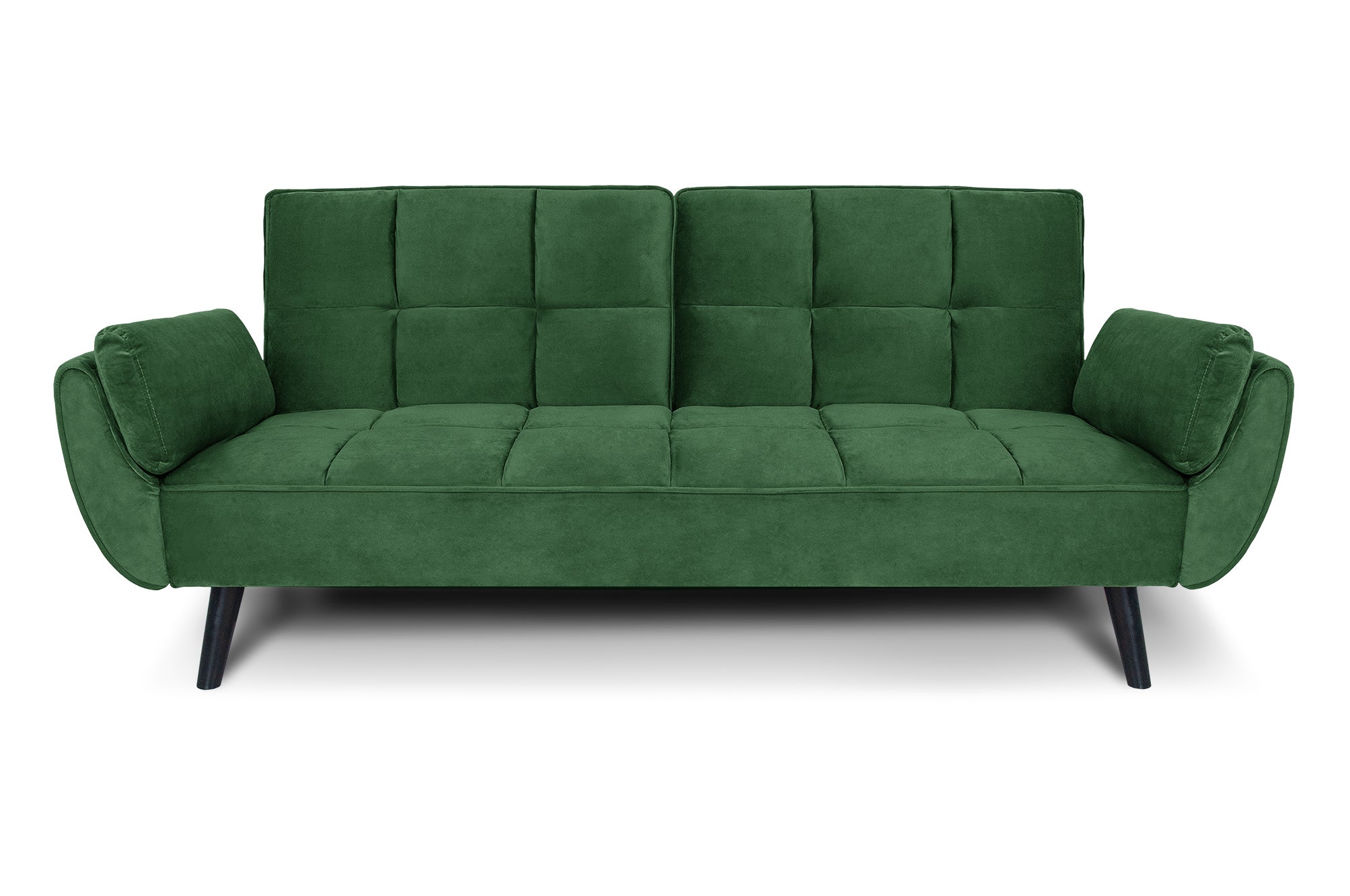 Divano letto clic clac in velluto verde scuro piede nero mod
