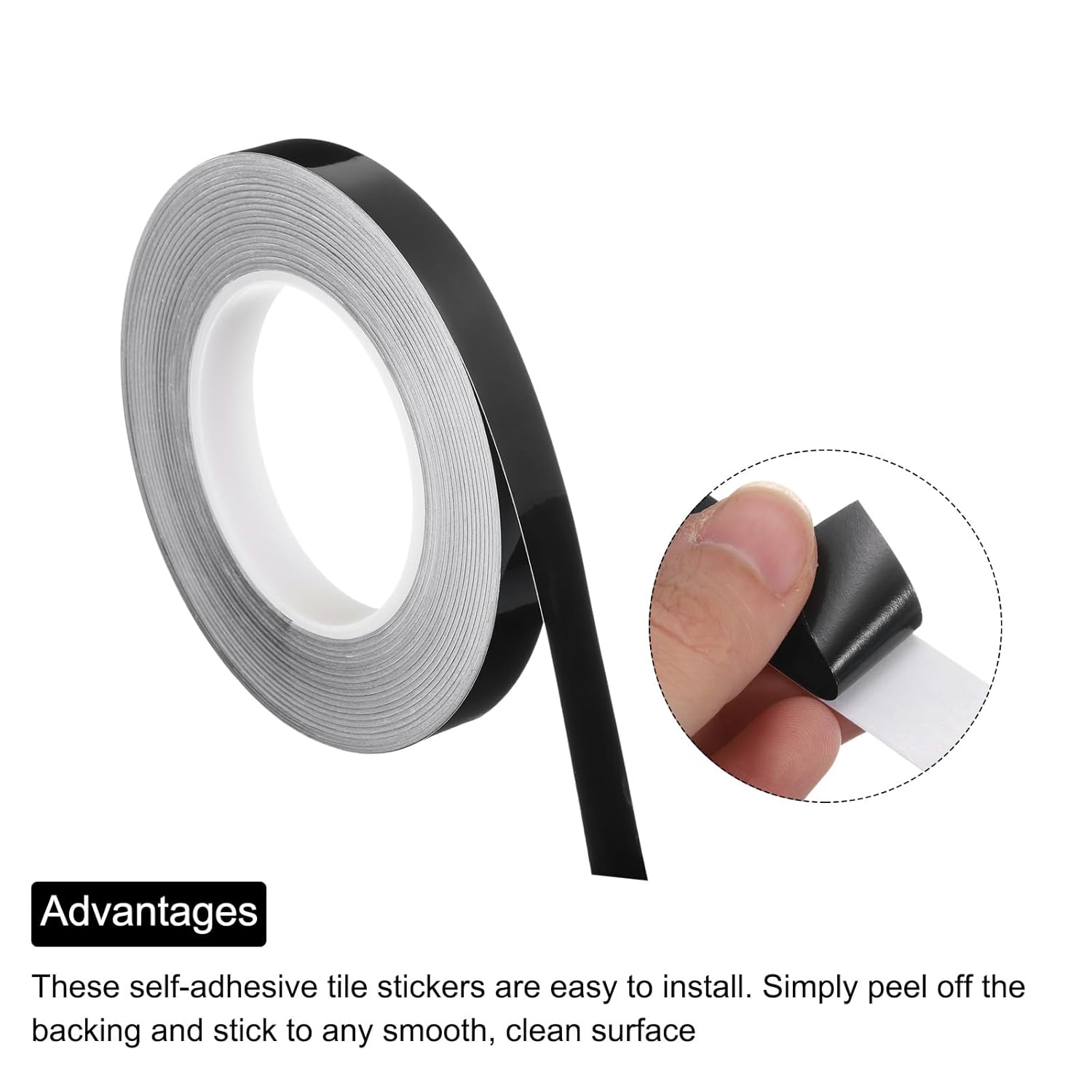 Pack de 2 rollos de film autoadhesivo negro para azulejos de cocina, 1,5 cm x 50 m, tira de sellado impermeable para paredes de cocina - 4