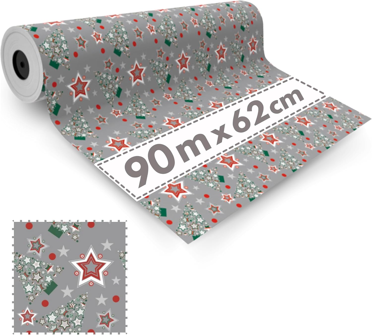Papier Cadeau Noël GuKKK - 6 Rouleaux Kraft Recyclé 45x300 Cm - Motifs Festifs