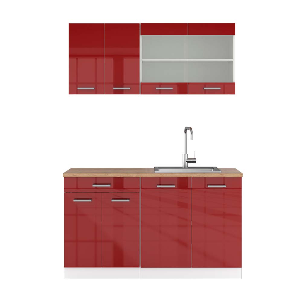 Cuisine Intégrée R-Line Vicco 300cm - Chêne Blanc, Réfrigérateur Inclus (neuf)