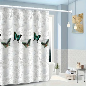 Tenda Per Doccia Impermeabile Con Stampa Farfalle - 100% Poliestere, Facile Da Lavare - Foto 7