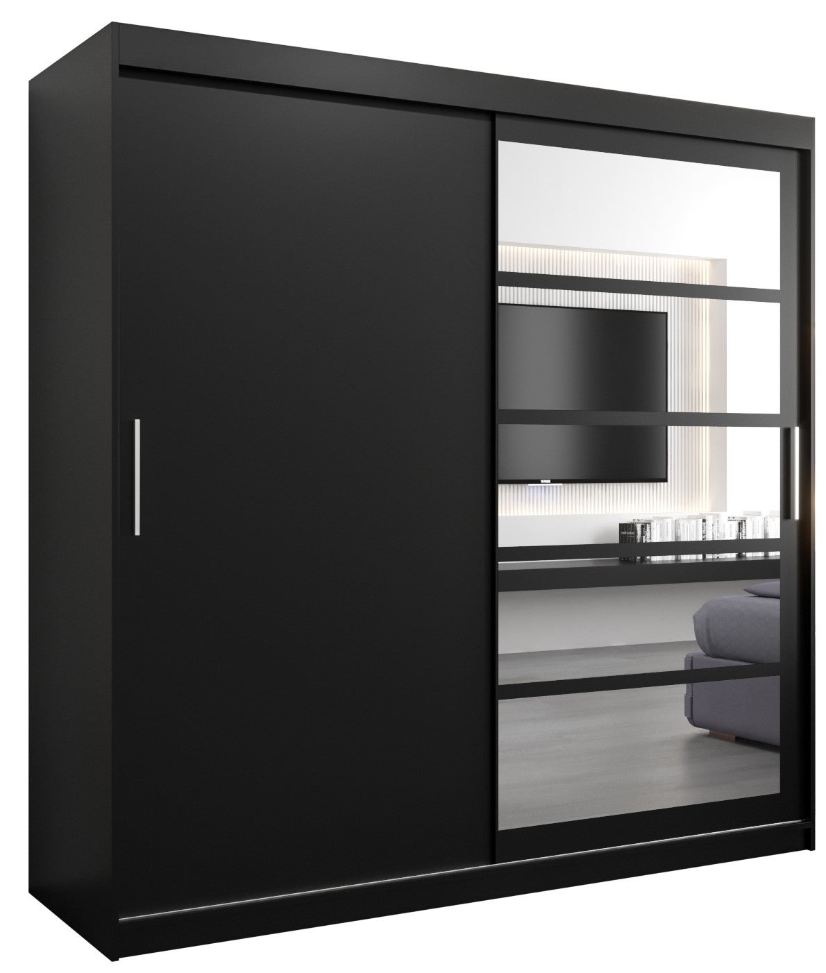 Szafa przesuwna garderoba ROMA 1 200 x 62 x 200 cm Czarny - Abiks Meble