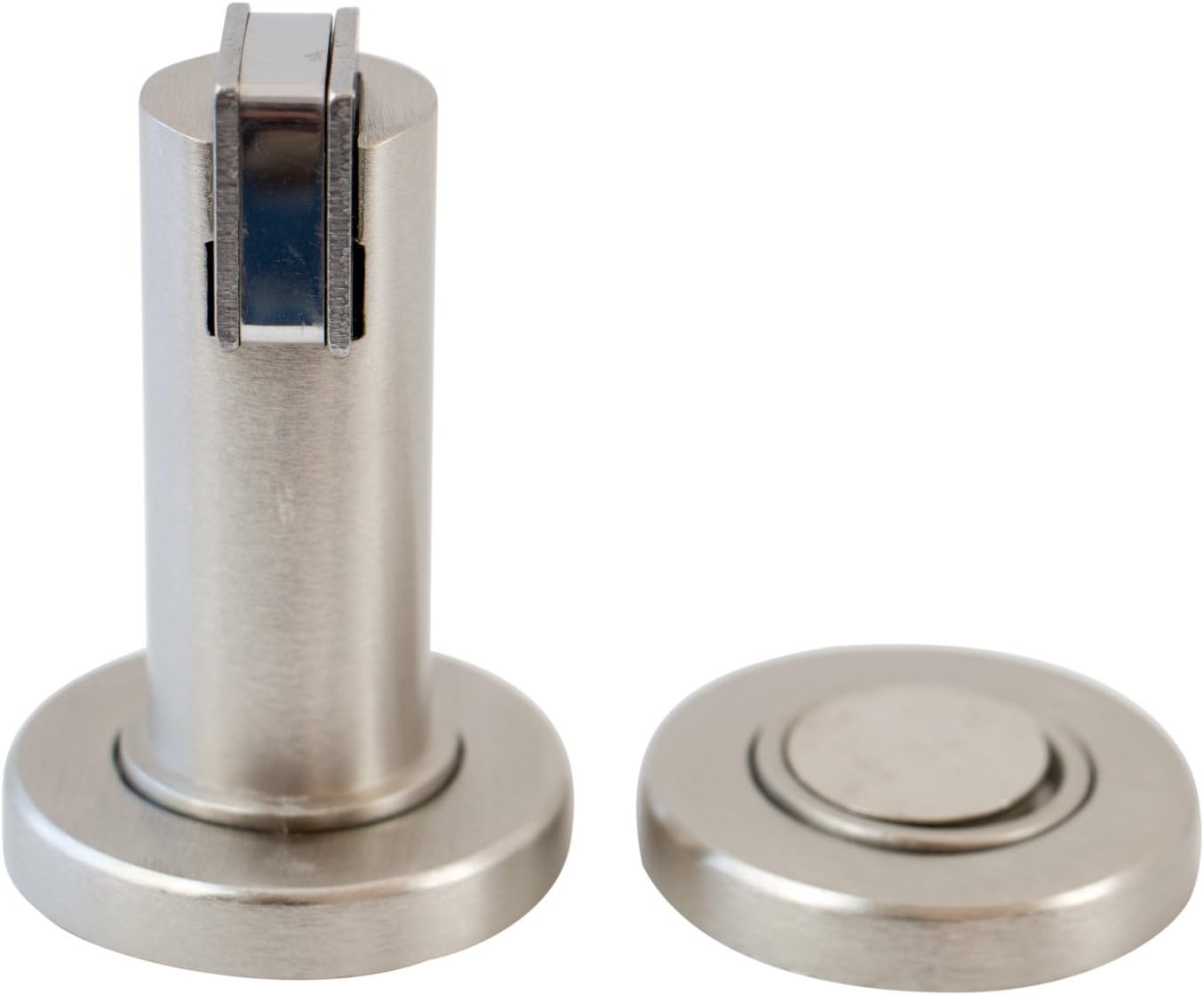 Butoir de porte magnétique MS010 en aspect acier inoxydable - Butée de porte avec matériel de fixation au sol et au mur - Bloc Porte aimanté - Ø 5cm - 2