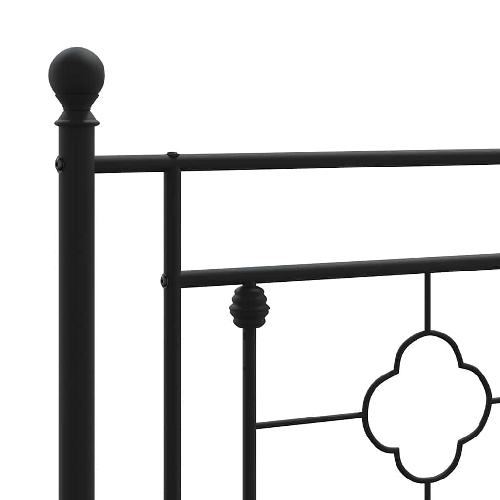 Estructura de cama sin colchón con estribo, de metal negro, para dormitorio, 193 × 203 cm - 9