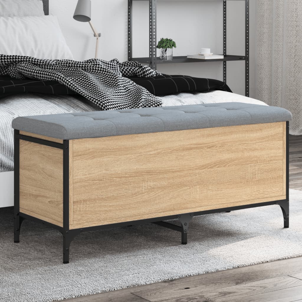 Banco interior | banco con almacenaje madera ingeniería roble sonoma 102x42x45cm cfw65651