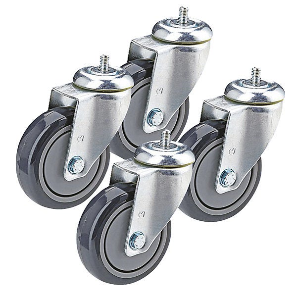 Ruote In Gomma Silenziose Da 4 Pollici Stelo Filettato M10 Con Freni Carrello Girevole Universale Industriale Da 320 Kg Ruote Per Auto Da Pranzo Per Hotel Ospedaliero 4 Pacchi -vite - Foto 5