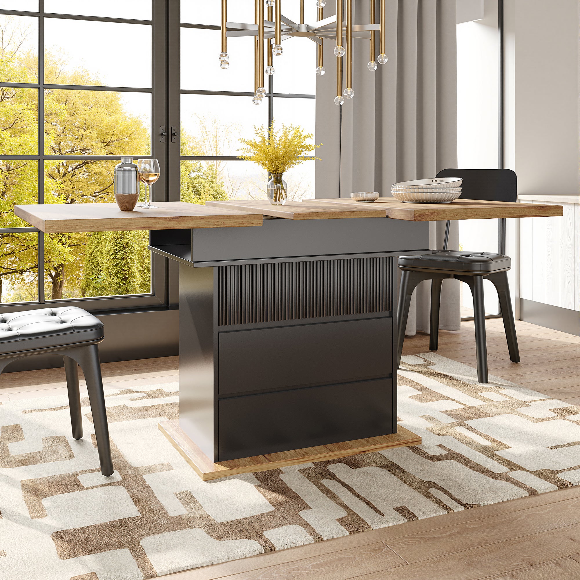 Tavolo da pranzo allungabile (110-140 x 80 cm), tavolo da cucina