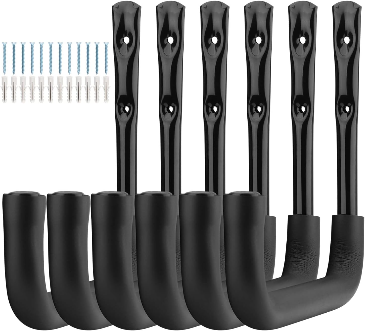 Set de 6 cârlige de depozitare rezistente 25 × 23 cm pentru garaj, pentru biciclete, scări, scaune și unelte de grădină. 6buc