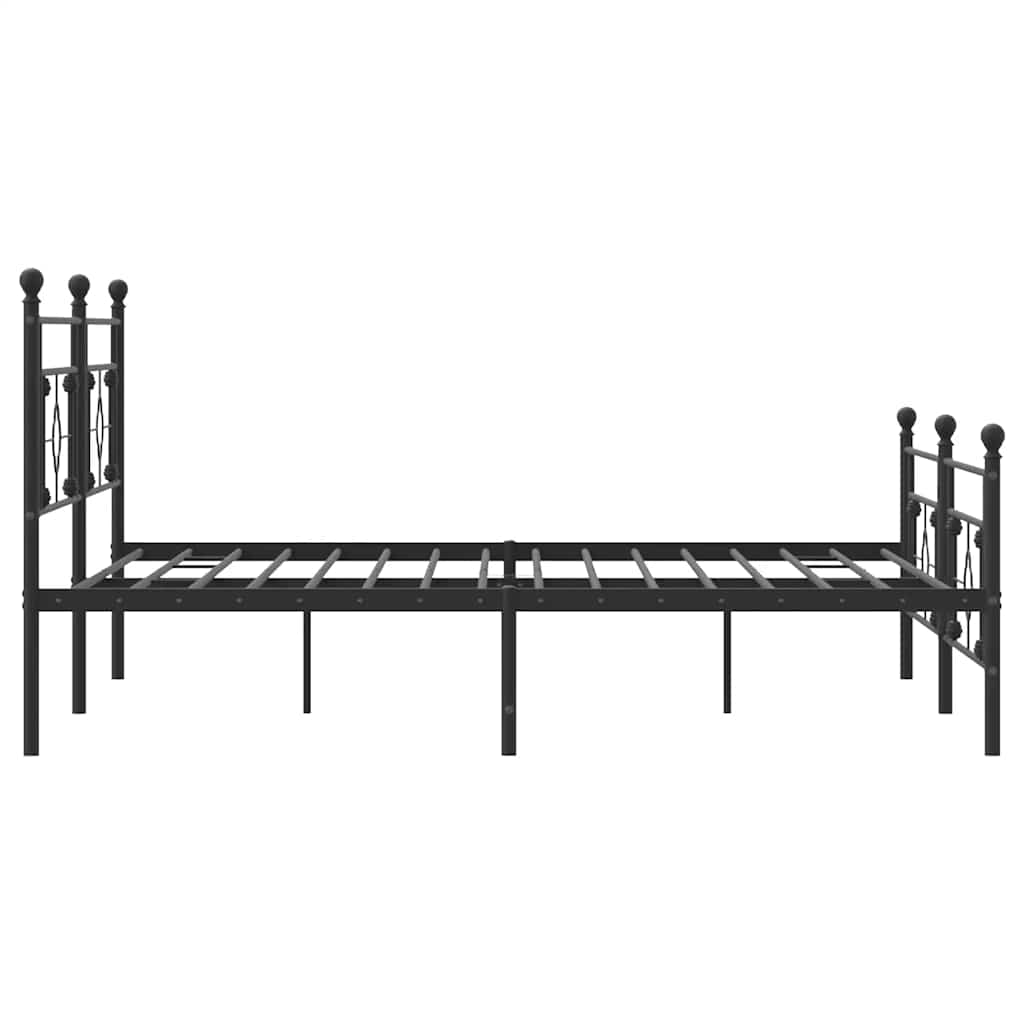 Estructura de cama sin colchón con estribo, de metal negro, para dormitorio, 193 × 203 cm - 7