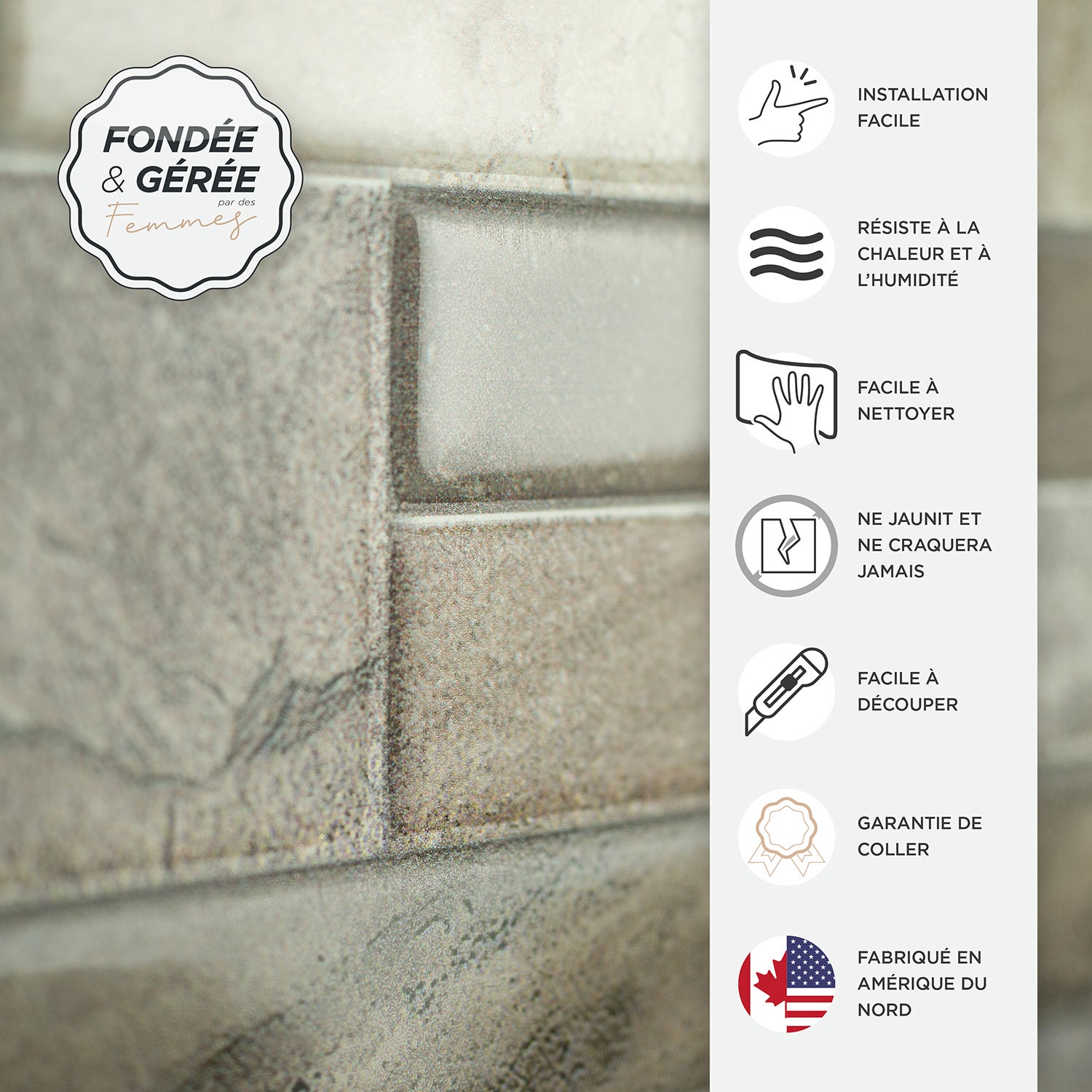 Carrelage adhésif mural x2, 57.15x28.96cm - Smart Tiles Pietra Palermo sticker décoratif salle de bain & cuisine - 4