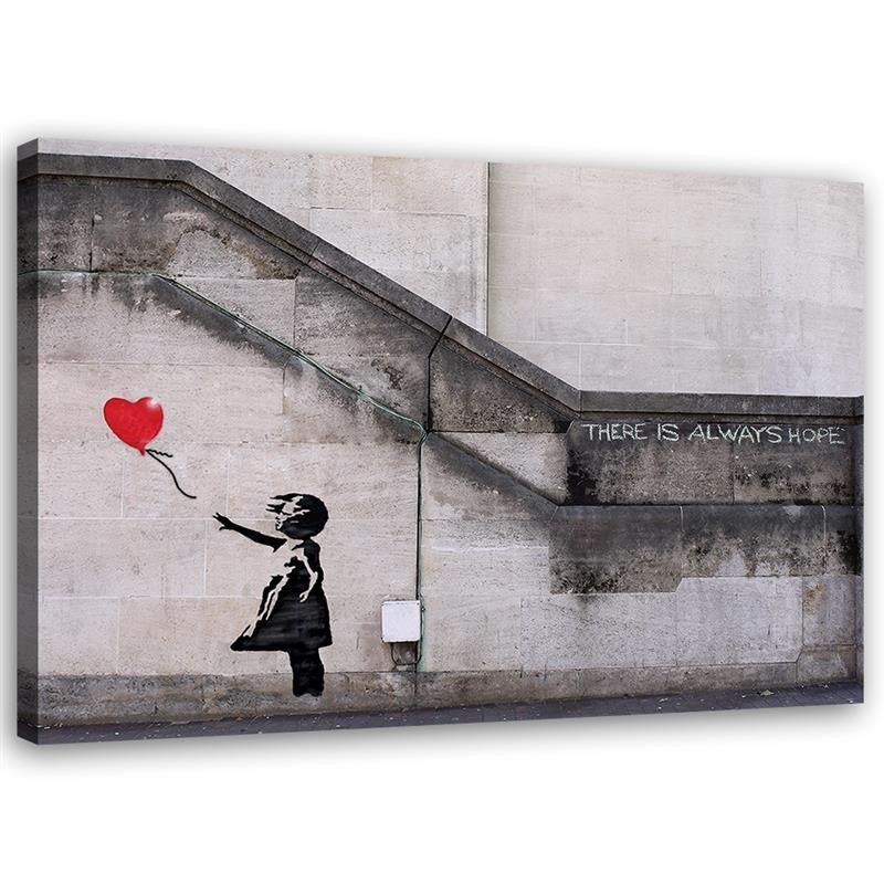 Obraz na płótnie, Mural Banksy Dziewczynka z balonikiem 100x70