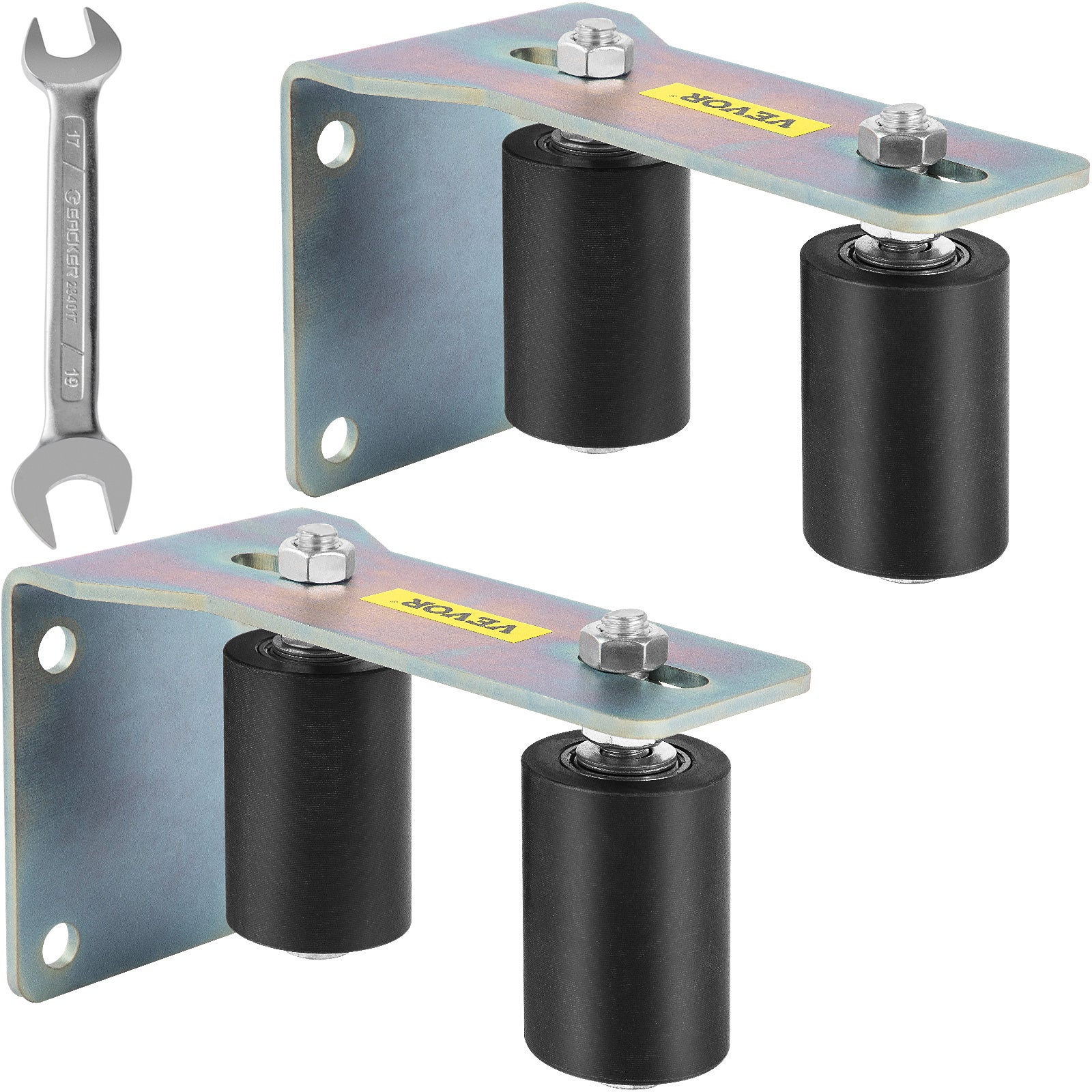 Set 4 Ruote In Nylon Per Cancello Scorrevole 50x70mm - Rulli Di Ricambio Per Porte E Guide, Supporto Silenzioso