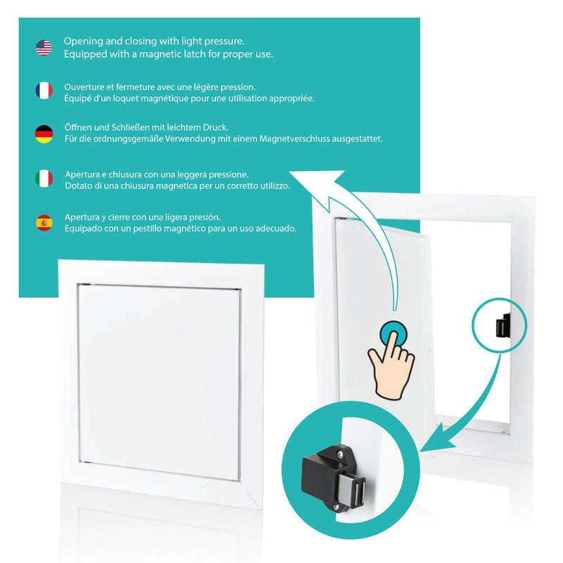 AIROPE Trappe de Visite 300x500 mm Acier, Fermeture Magnétique, Ouverture Gauche/Droite, Panneau d’Accès pour Eau, Mur, Baignoire, Fusibles, Fils - 6