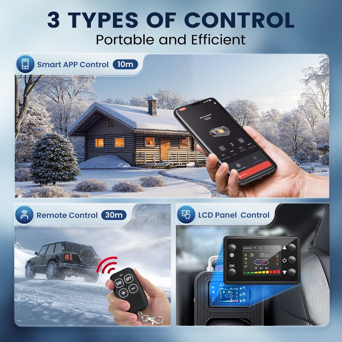 Chauffage Diesel 8kW, Réchauffeur d'Air 12/24/230V, Contrôle par App bluetooth, Télécommande et Écran d'Affichage, Température réglage - Vertical - 4