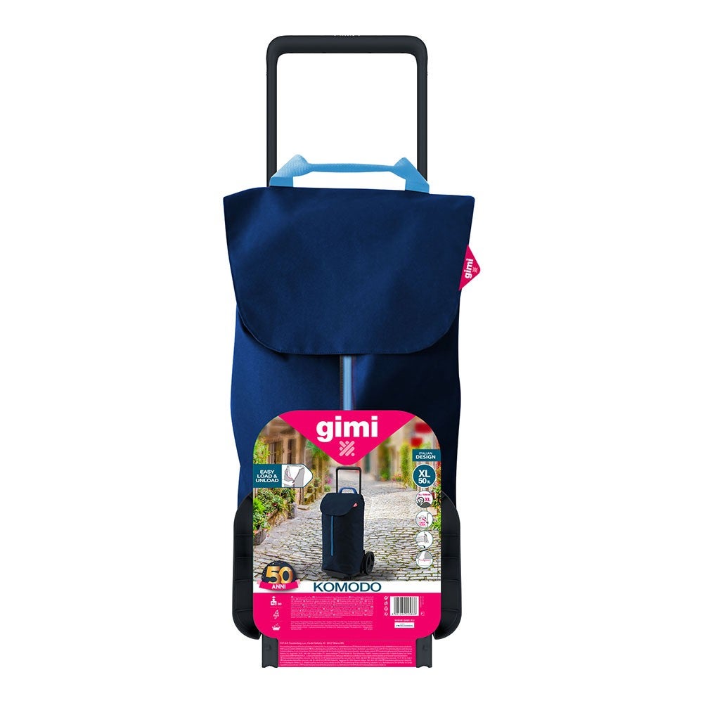 Carrello Portaspesa Gimi Komodo Con Zip - 50L, Ruote Grandi, Design Italiano