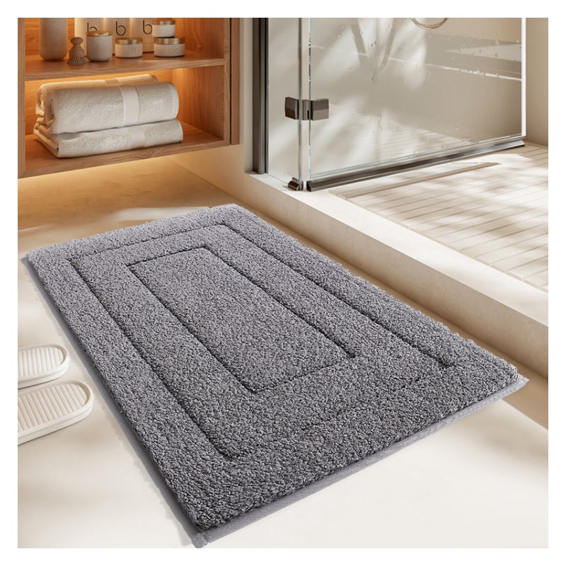 Szary miękki dywanik kąpielowy - Chłonny i antypoślizgowy - Zestaw 2 do wejścia, łazienki i toalety - 50x80cm