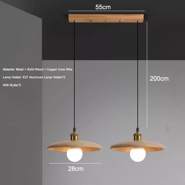 Lampa wisząca, żyrandol z 2 żarówkami, lampa sufitowa w stylu vintage, lampka nocna, 3 regulowane temperatury barwowe, regulowana wysokość - 6