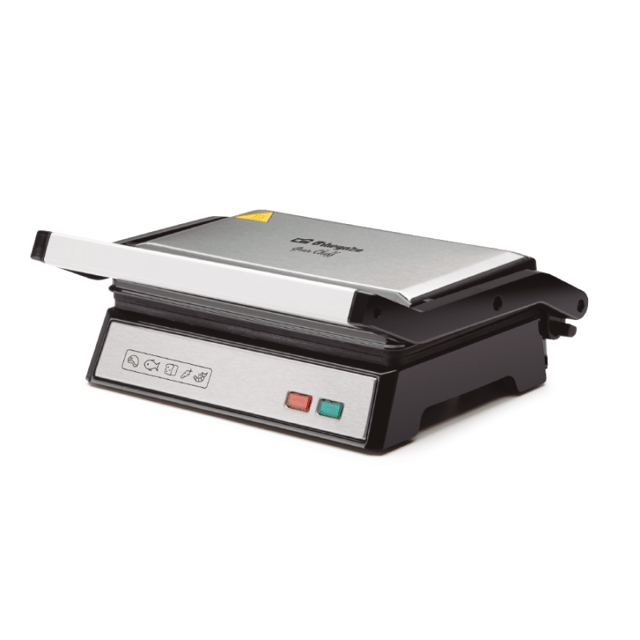 Grill Inox Orbegozo 1000W, Piastra Antiaderente 23x14,5cm, Grill Elettrico, Cucina Senza Olio, Grill Compatto