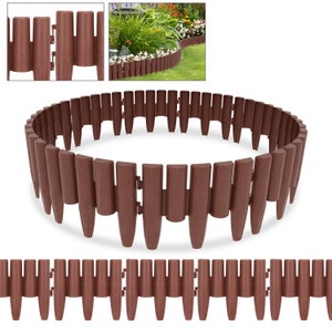 SUBTLETY 16,8m Bordatura del Prato con Effetto Legno 28x24x1cm Bordo per Aiuole in Plastica Bordi Decorativi di Falciatura Recinto di Delimitazione 60 Pezzi per Giardino Parterre (Antracite