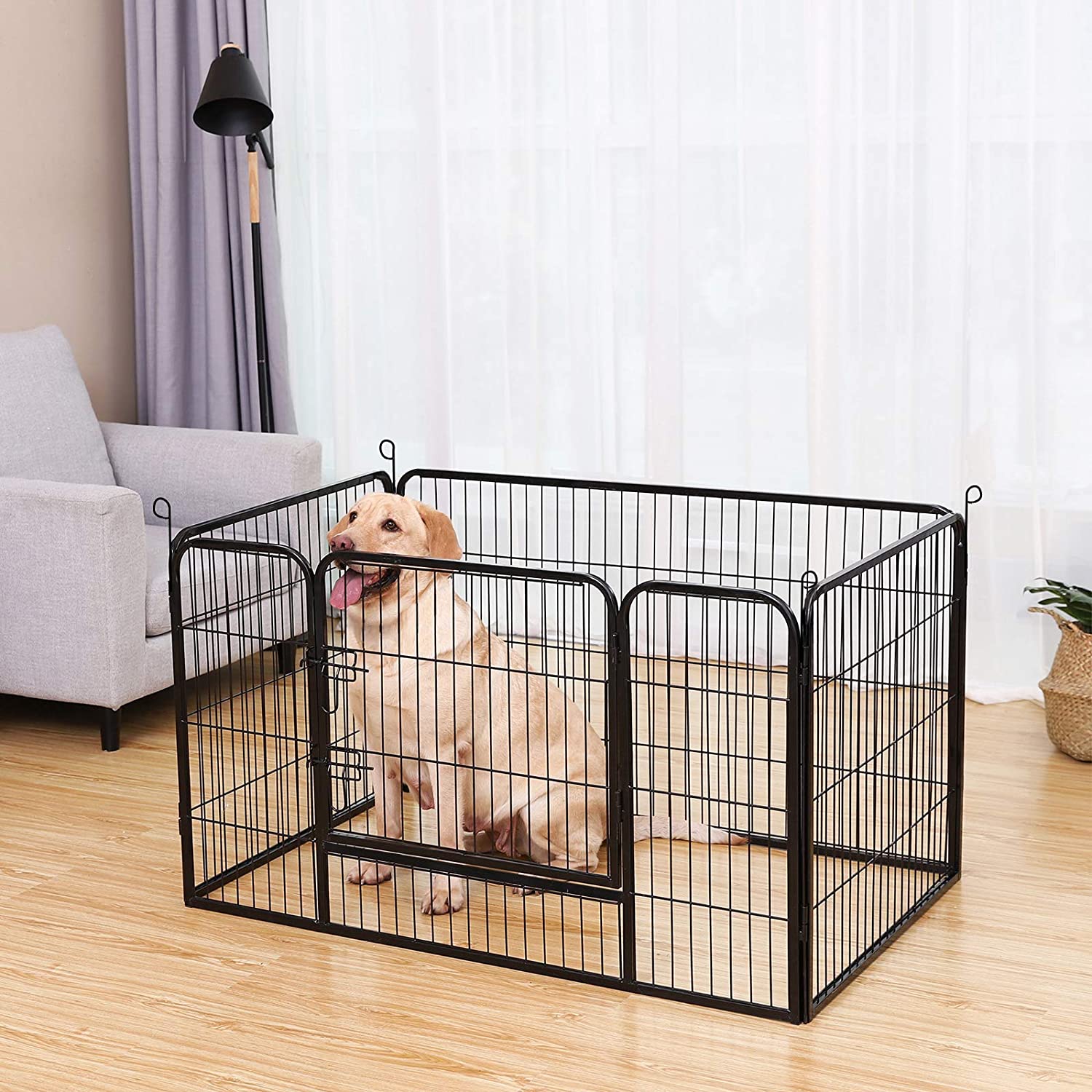 Jaula para perros de metal con una puerta - 122x80x70 cm, apta para interior y exterior, negro - 2