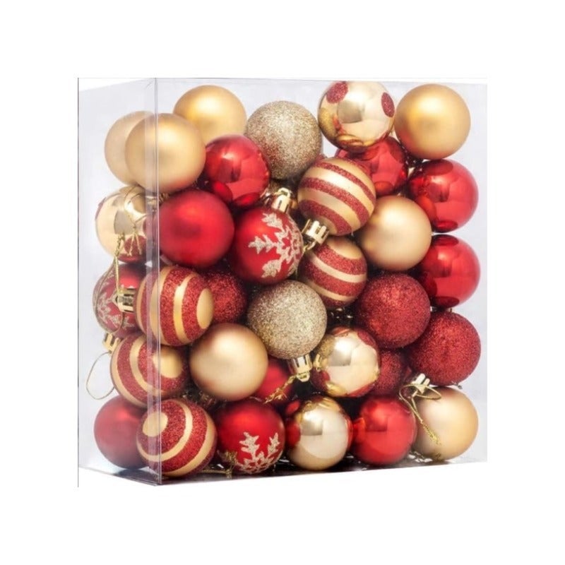 Lot de 50 boules de Noël de 4 cm, décorations à suspendre pour sapin de Noël, guirlande, rouge et or, suspendre pour décoration d'arbre | Leroy Merlin