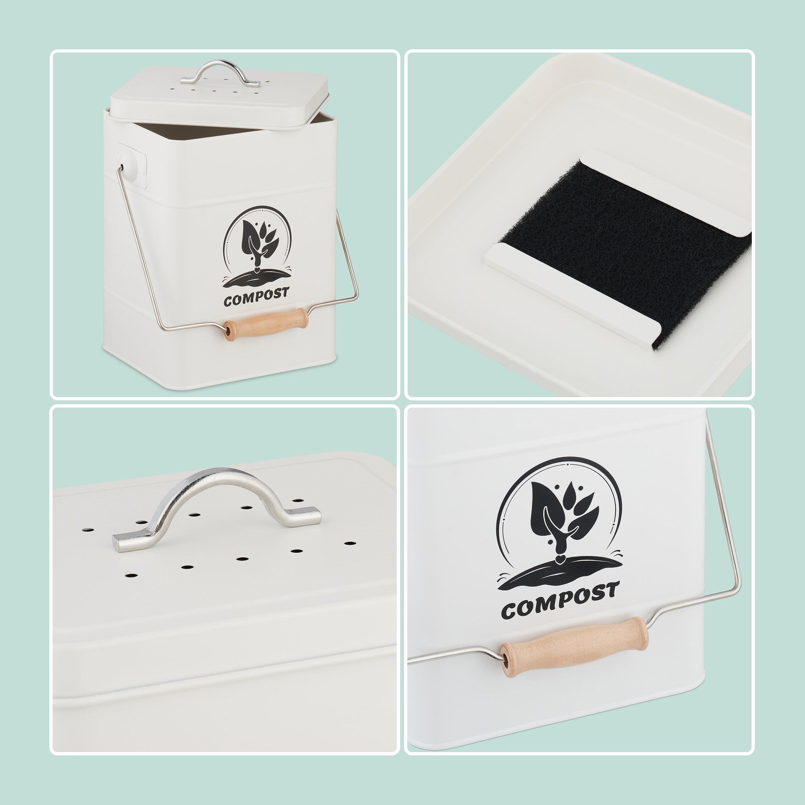 Pattumiera Da Cucina Per Interni Sigillata Con Coperchio Per Rifiuti Alimentari Pattumiera Da Cucina Piccola Con Coperchio Pattumiera Sospesa Per Porta Dellarmadio Da Cucina O Sotto Il Lavello Gris 2951626cm 64276596