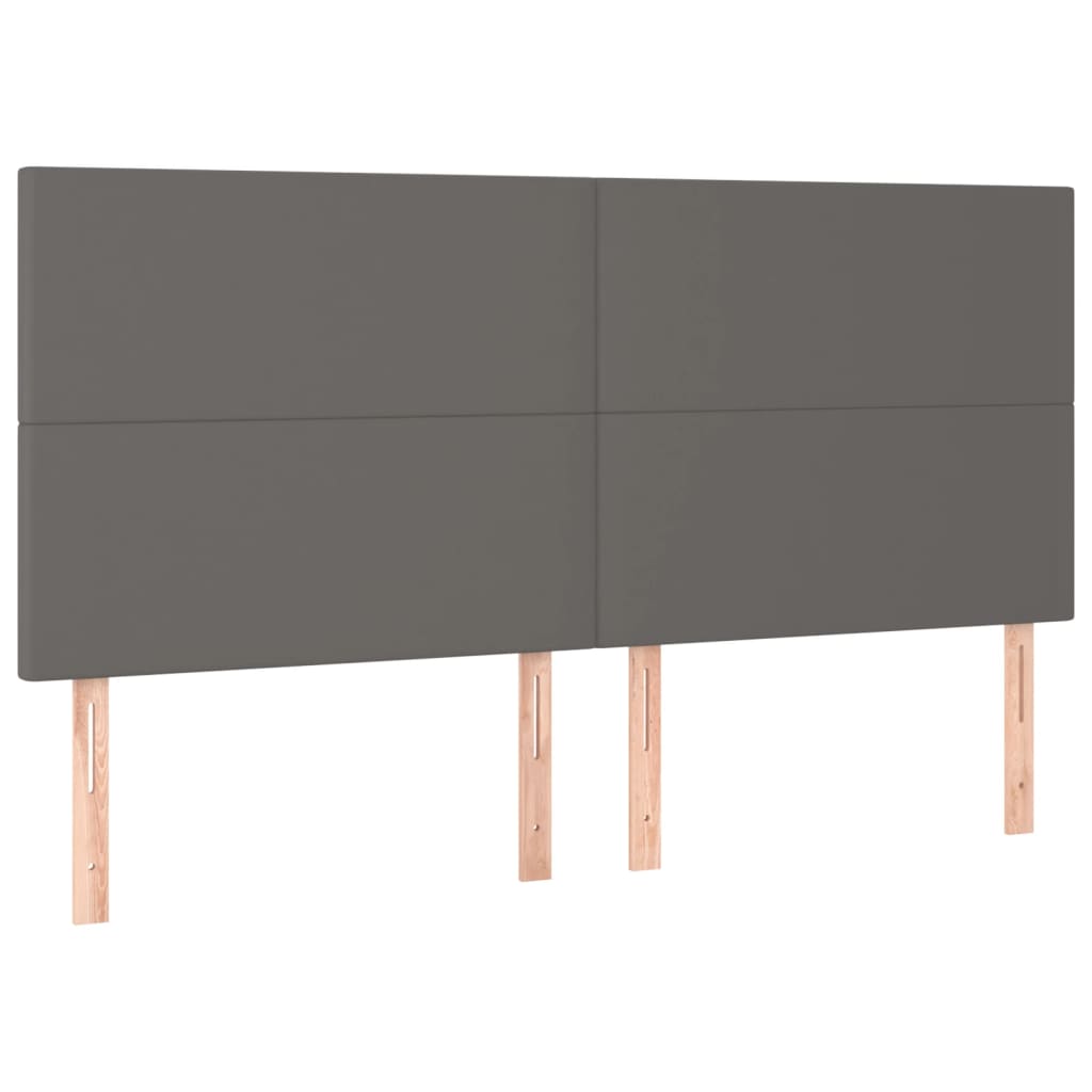 Cadre de lit sans matelas gris similicuir - 9