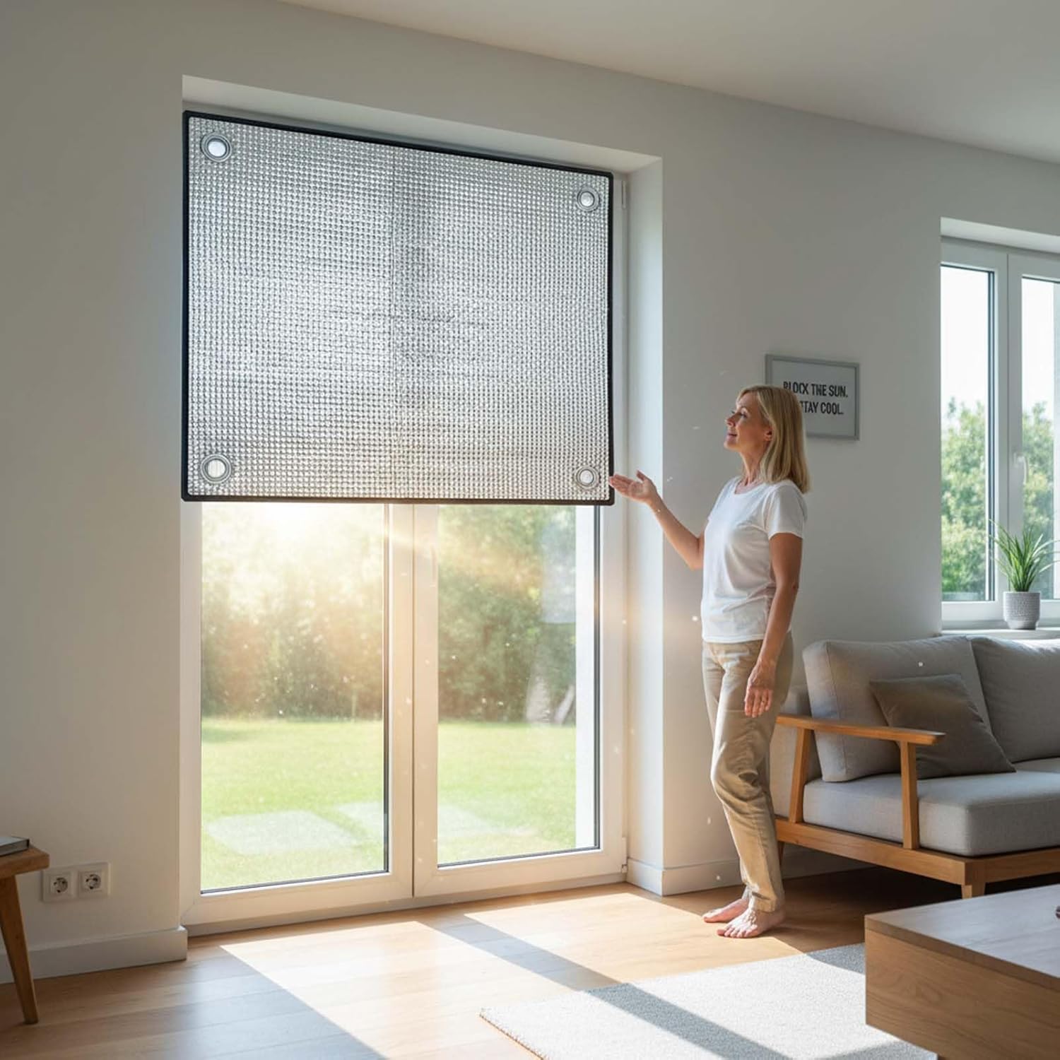 Film Isolant en Aluminium pour Fenêtre avec Ventouses, Rideau Réfléchissant Anti-Chaleur, Film Pare-Soleil Thermique, Couverture De Fenêtre pour Maiso - 2