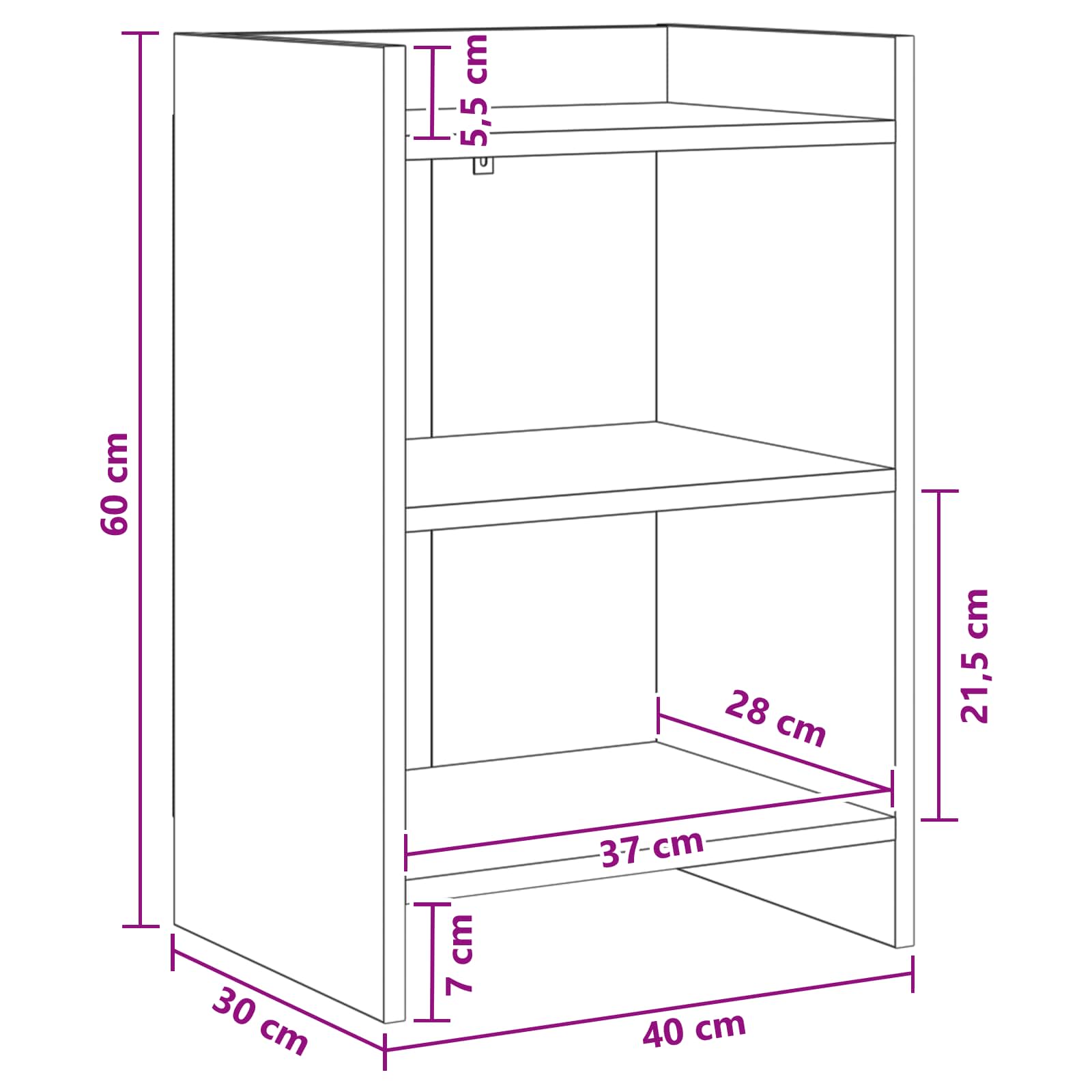 Tables de chevet Chêne noir 40 x 30 x 60 cm Bois d'ingénierie | Leroy ...