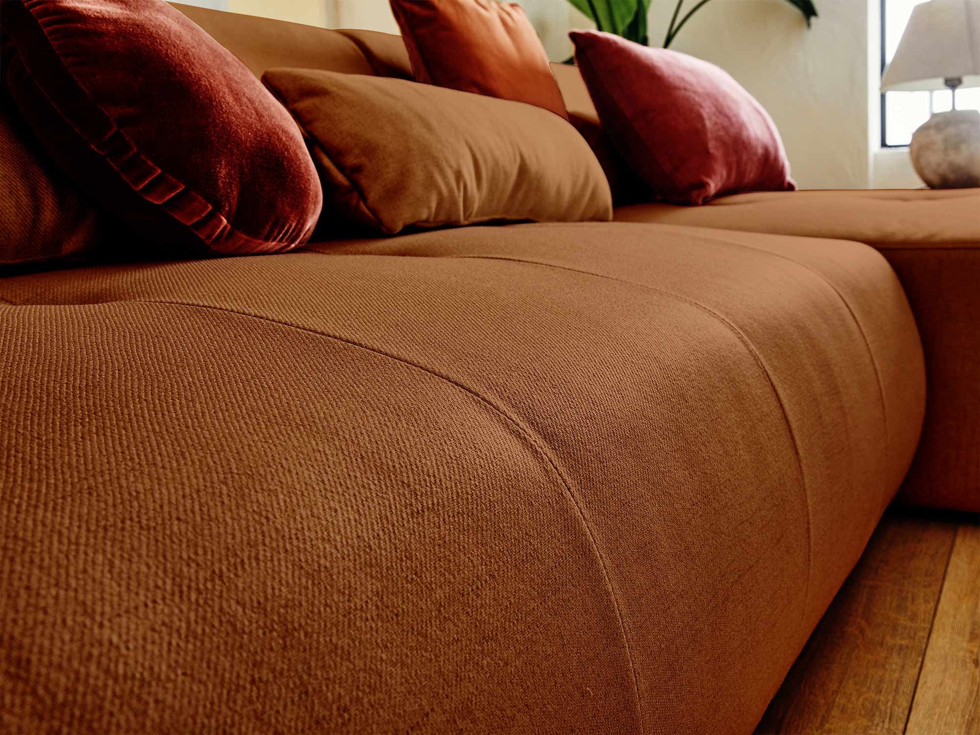 Canapé modulable 5 places en tissu rouille - ONYX - Best Mobilier - 4