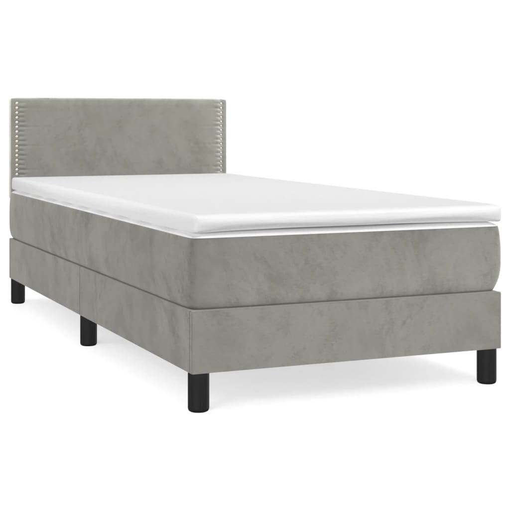 Maison Exclusive - Sommier à lattes de lit et matelas Gris clair 90x190 cm Velours - 8